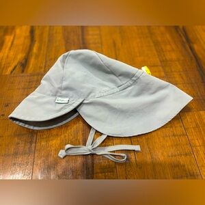Green Sprouts Tie Chin and Neck Flap Gray Sun Hat, 9-18 Months
